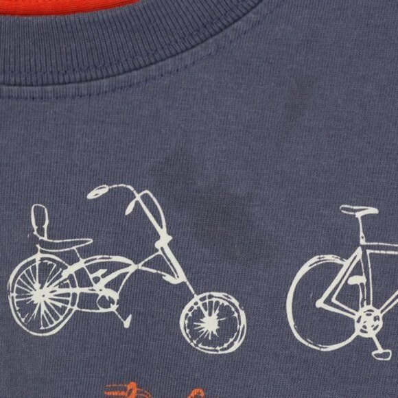 Hanna Andersson Boys Size 10 Blue White Bicycle Graphic Crewneck Long Sleeve Tee - Picture 6 of 9